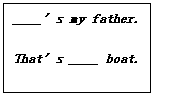 ı: ____'s my father.   That's ____ boat.  