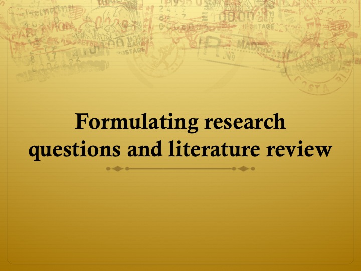 Research questions and literature review