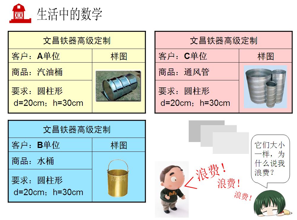 《圆柱面积计算对比练习》教学设计